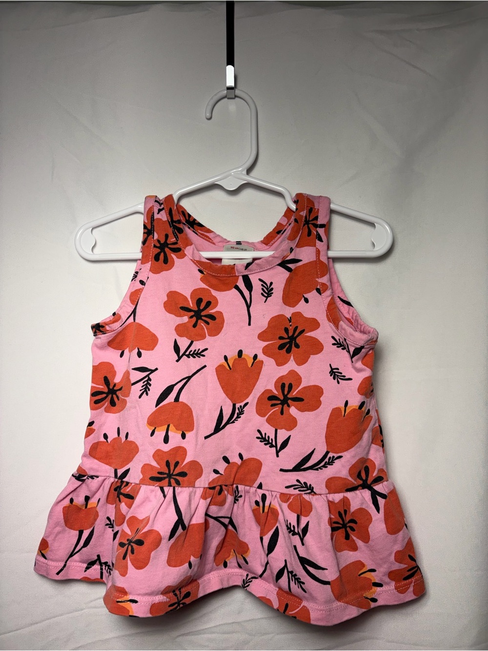 Hanna Andersson Pink Peplum Tank Top with Orange Floral Print 3T